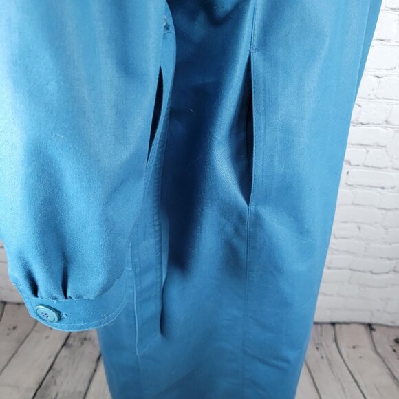 VTG London Fog Maincoats Blue Belt Thinsulate Zip Liner Overcoat Trench USA 14R - Picture 11 of 16